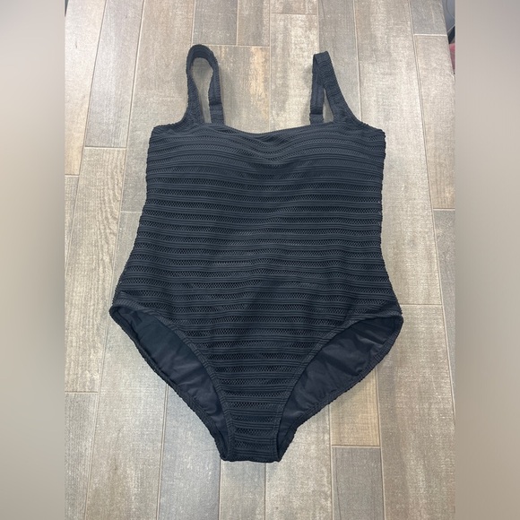 NEW Lauren Ralph Lauren Ottoman Mesh Square Neck One Piece - Picture 3 of 12